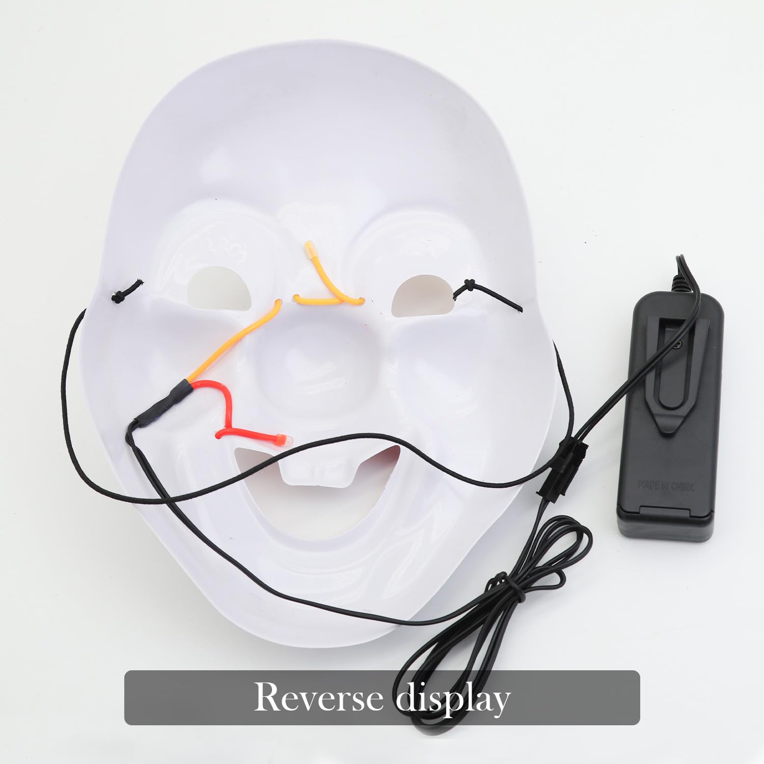 Halloween Mask with LED Lights - Scary Light-Up Mask for Costume Parties Cosplay, Masquerade & Carnival Festivals (white E) - Image 4