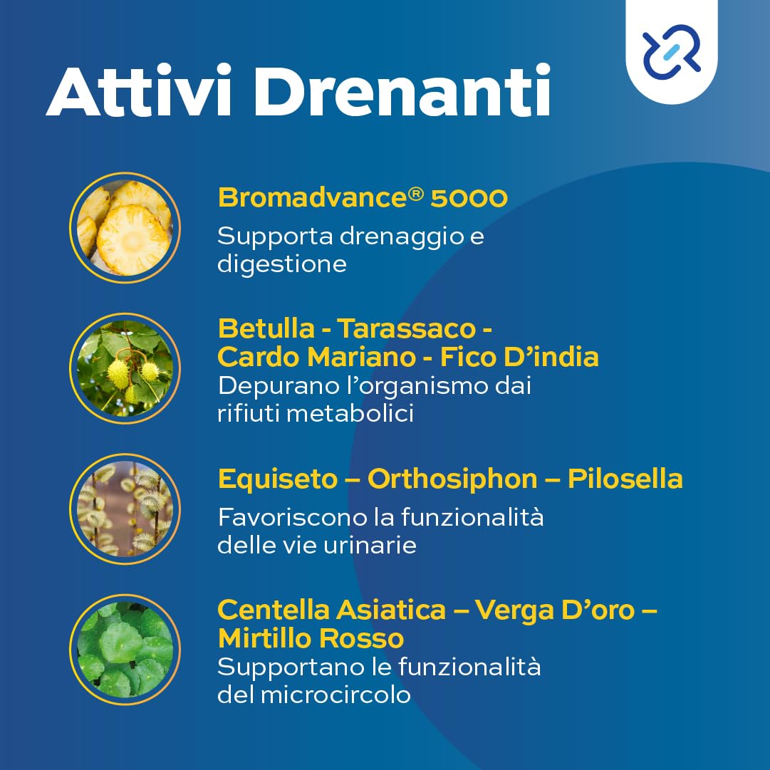 Fast Dren Integratore Bromelina Liquido 500 ml, Drenante Detox con Bromadvance 5000, Equiseto, Orthosiphon, Pilosella, Centella, Betulla e Tarassaco, Gusto Tropical, Senza Glutine e Lattosio