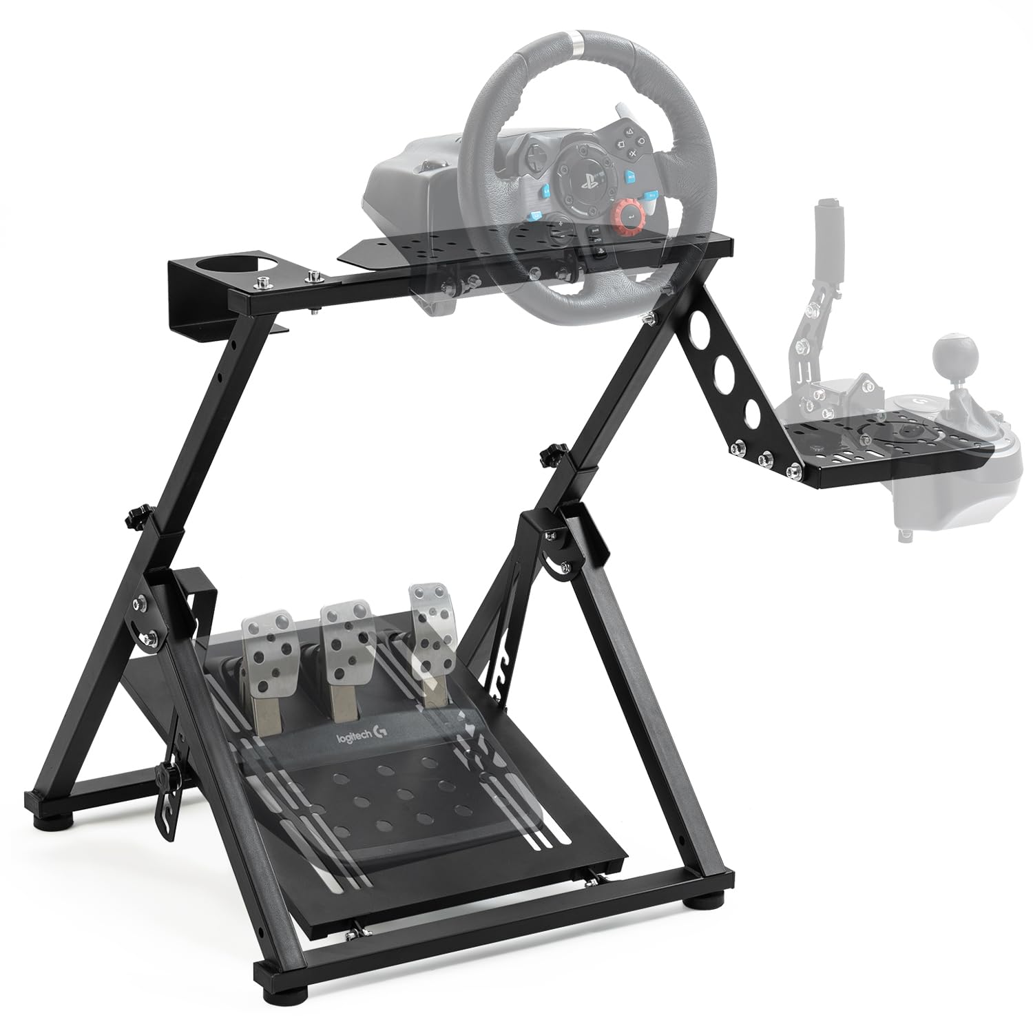 Gazzyt Foldable Racing Wheel Stand Adjustable Sim Racing Cockpit Compatible with Logitech Thrustmaster Fanatec PXN Moza R5 R9