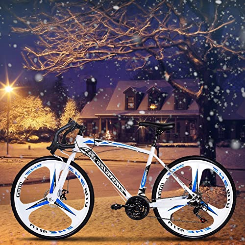 Adult Commuter Road Bike For Men Women, 26'' 21 Speeds Comfortable Outdoor City Bicycle Hybrid Mtb Bikes With 700C Wheels, Light Weight Aluminum Frame, Full Suspension, Dual Disc Brake (Black) #TOP1