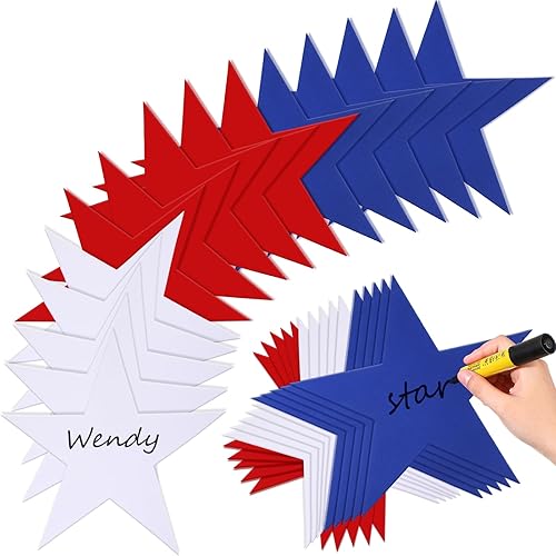 Ctosree 120 piezas de 12 pulgadas grandes recortes patrióticos de estrellas de papel rojo, blanco y azul, Día de la Independencia, tablero de