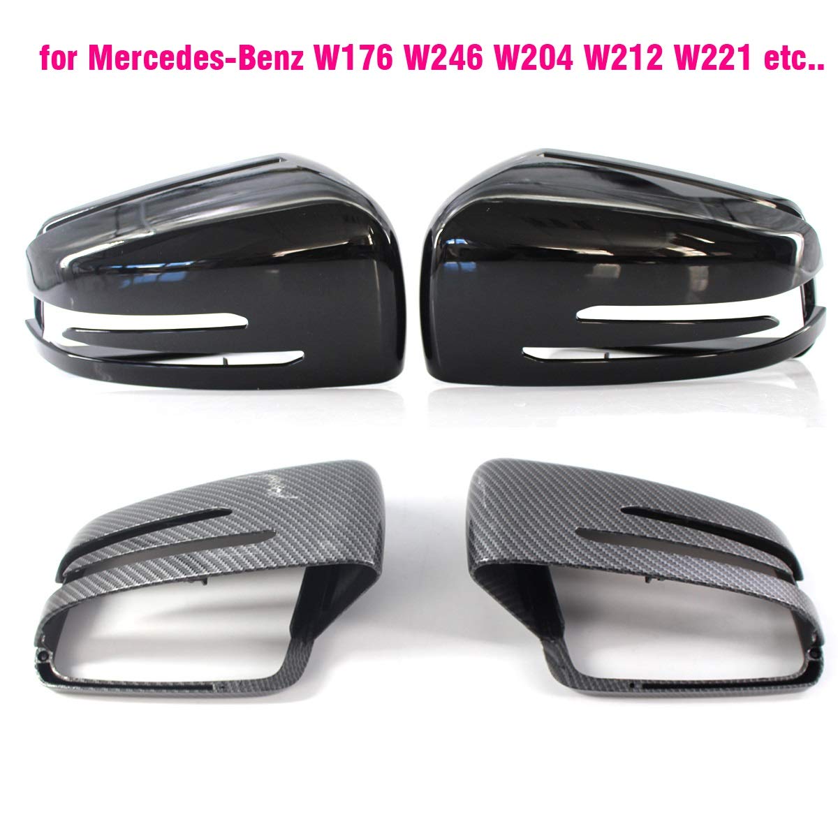 Osłony lusterek wstecznych, do, W204 E W212 W176 W246 CLS C218 GLA X156 ABS Włókno węglowe Czarny połysk
