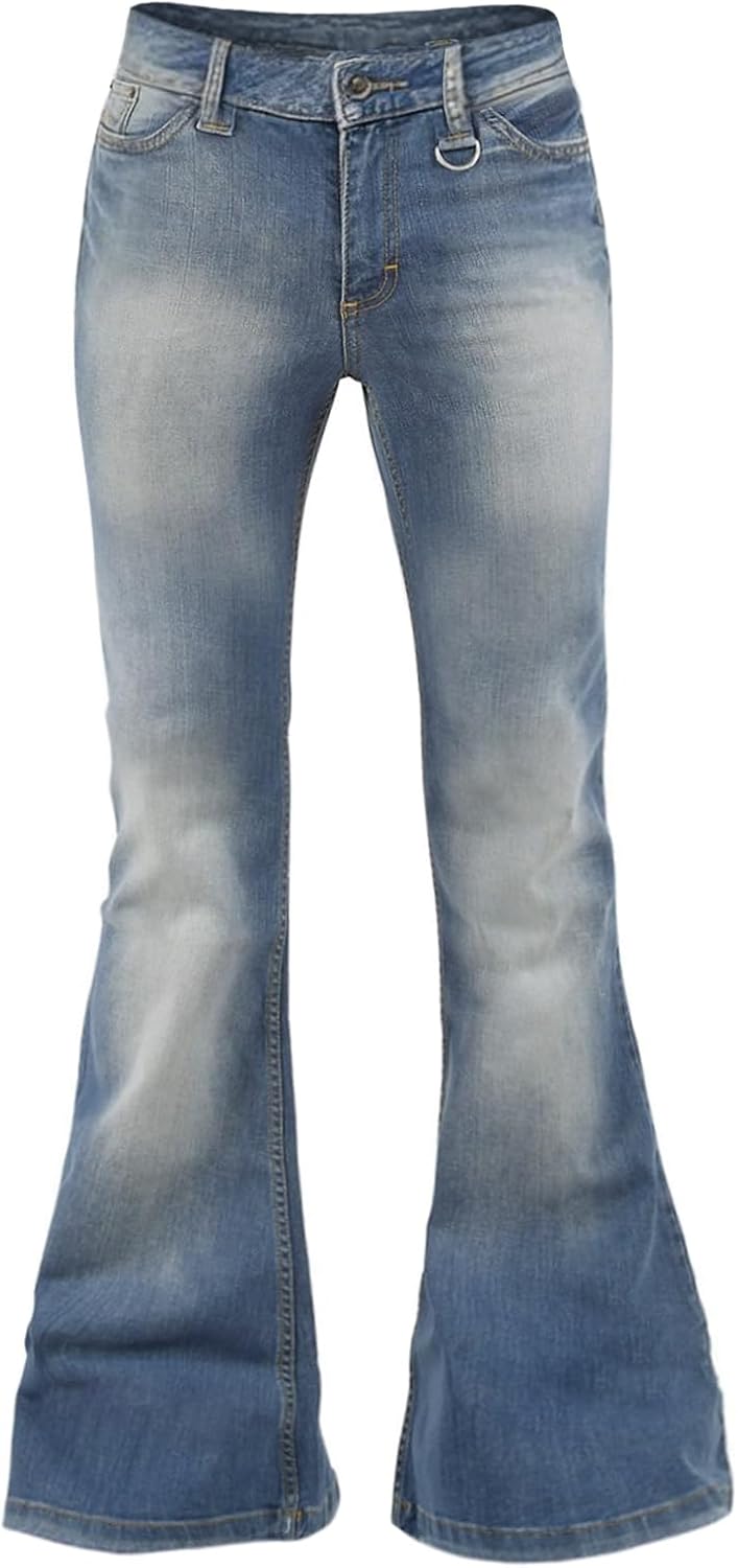 Men's Bell Bottom Jeans 60s 70s Outfits for Men,Mens Flare Jeans Bell Bottoms Pants Blue