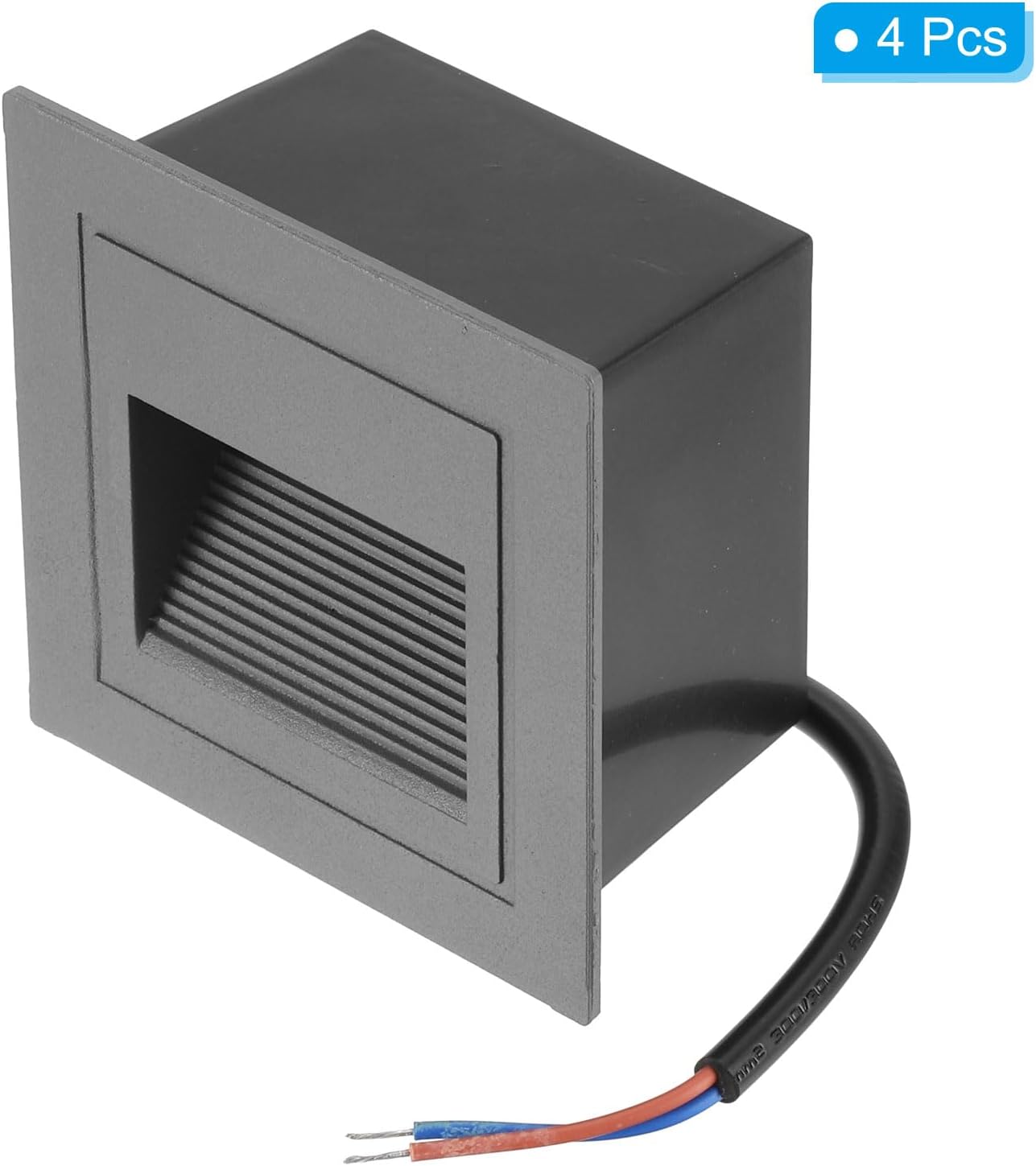 PATIKIL 4000K LED Step Light, 4 Pack 3W 120V Recessed Stair Light Aluminum Waterproof 105lm Warm White Stairway Lights Indoor Outdoor, Grey Shell