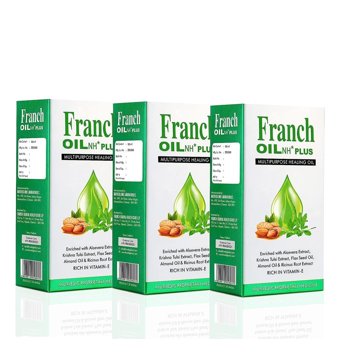 Franch Oil NH* Plus | Multipurpose Healing Oil - Stretch Marks, Small Burns, Scars, Aches & Pains - 100 ML (Pack of 3)