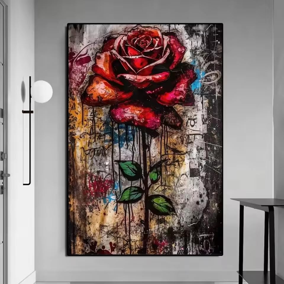 Tableau coloré rose rouge en impression sur toile haut de gamme 50x70