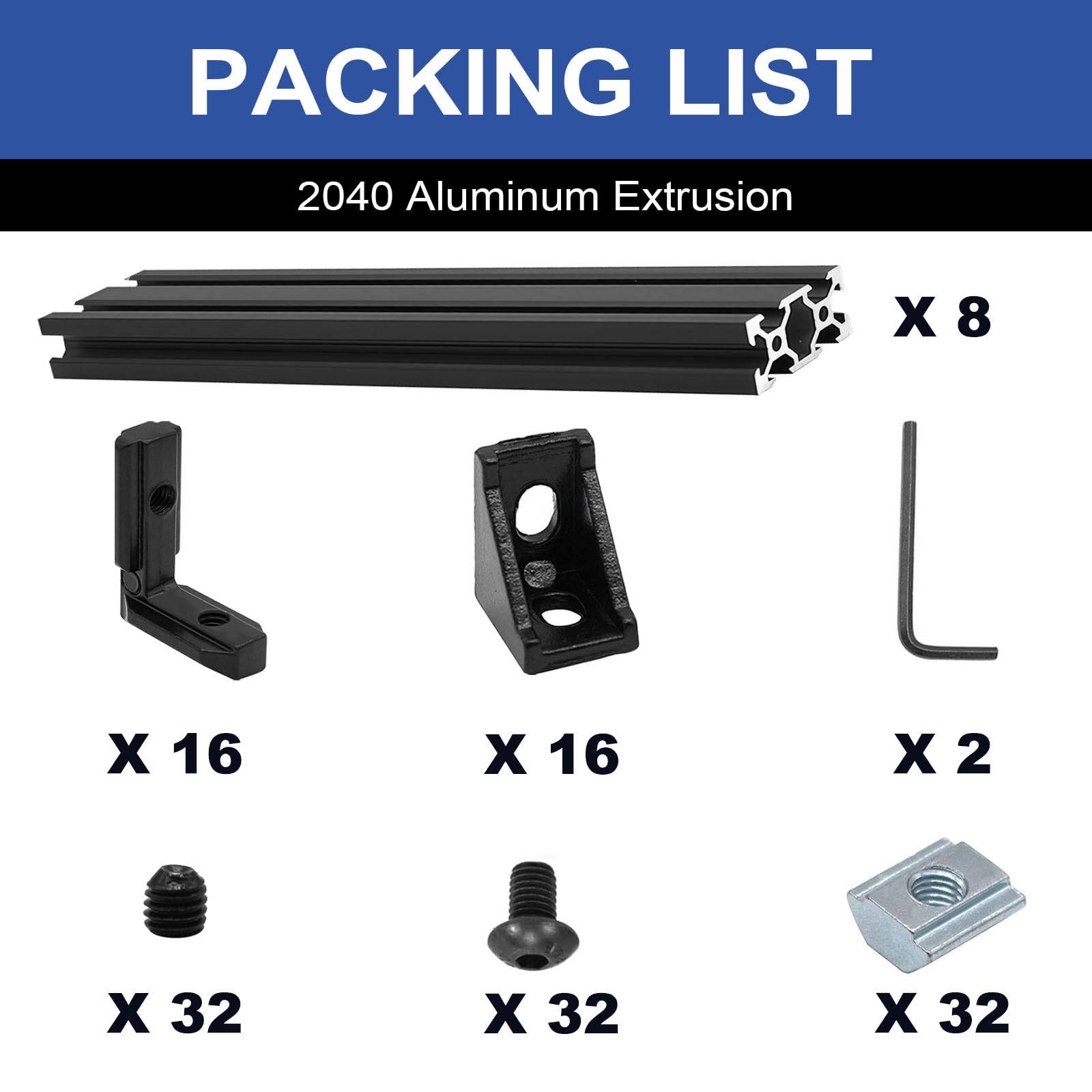 8Pack 2040 Aluminum Extrusion V Slot 1830mm 72 inch Black — Amazon image 2
