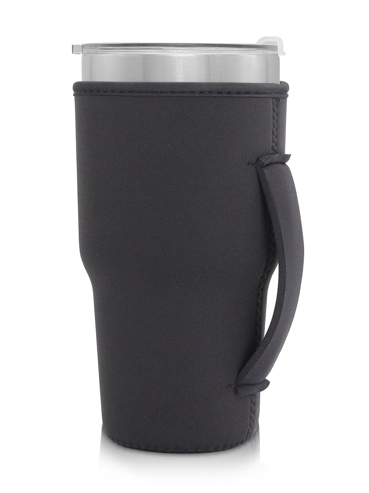 Reusable Iced Coffee Cup Sleeve Neoprene Insulated Sleeves Cup Holder with handle Idea for 30oz - 32oz Tumbler Cups, protein shake bottles(Only Cup Sleeves), Black