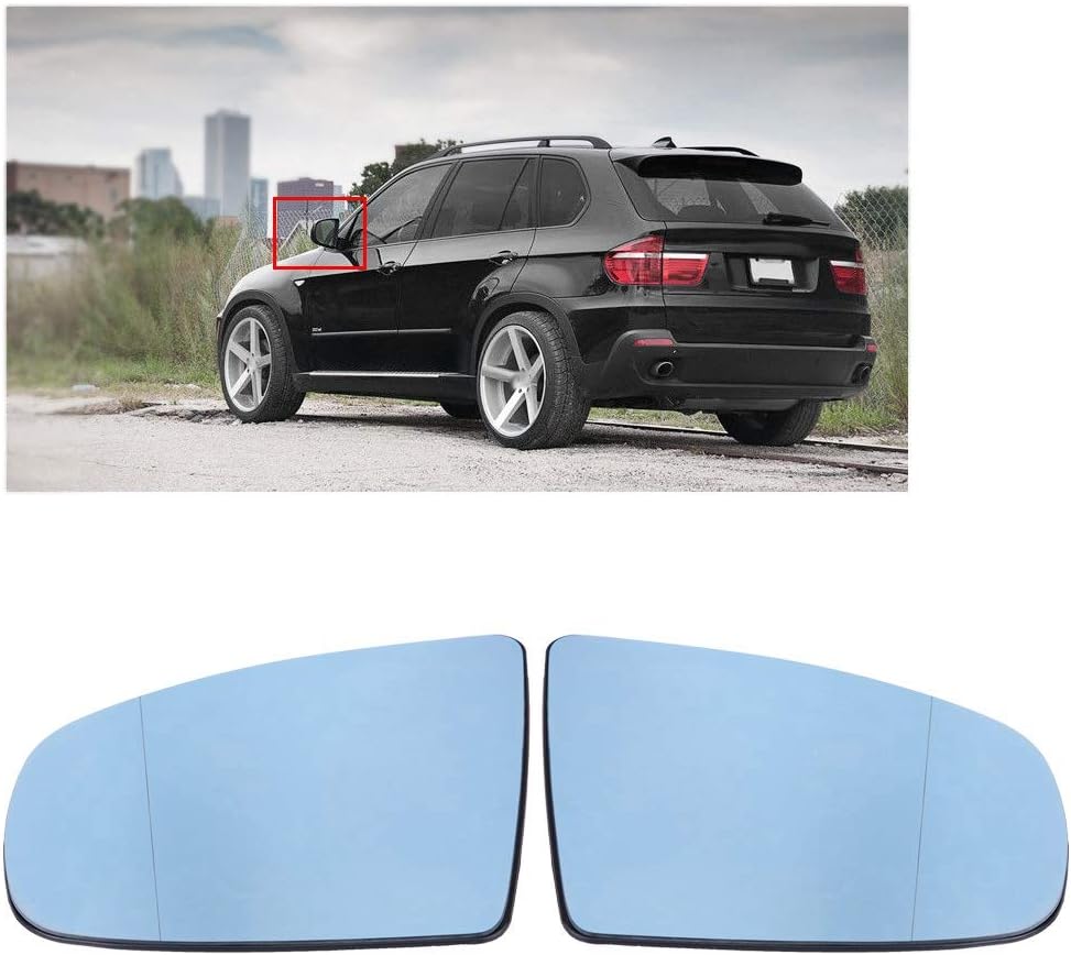 Keenso Mirror Glasses, Side Mirror Glass Side Mirror Heated with Backing Plate for X5 E70 2008-2013