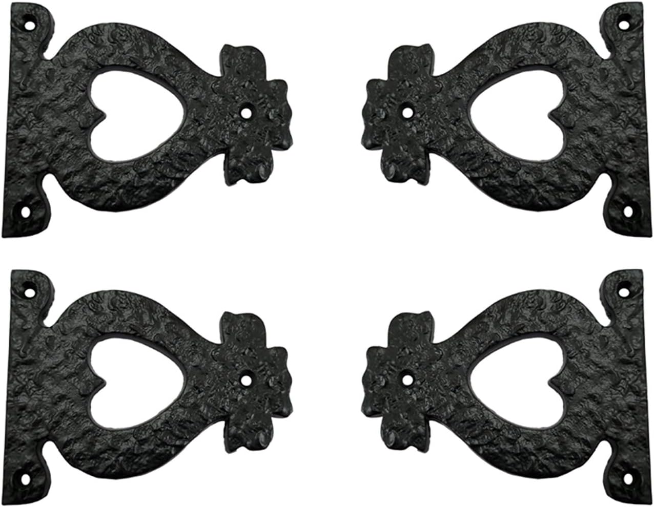 Adonai Hardware 4" "Timotheus Black Cast Iron Heart-Shaped False Hinge (2, Matte Black Powder Coated)