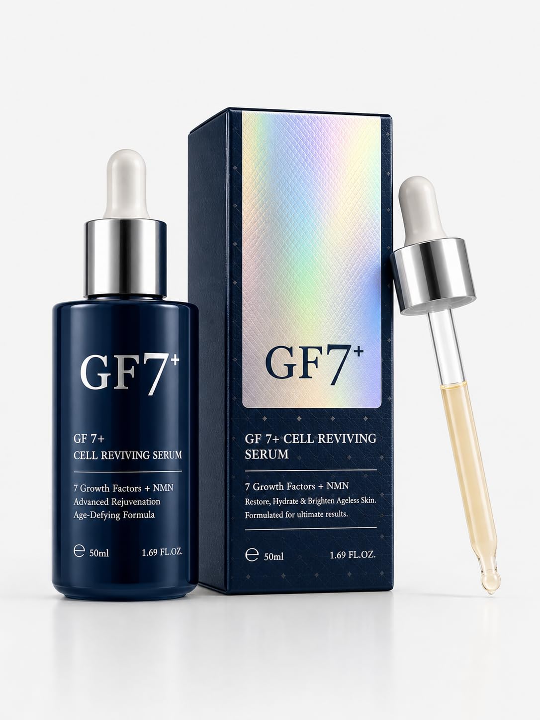 GF 7+ CELL REVIVING SERUM | Luxury Korean Peptide & NMN Facial Serum for Hydration, Firming & Even Tone (50ml/1.69 fl oz)
