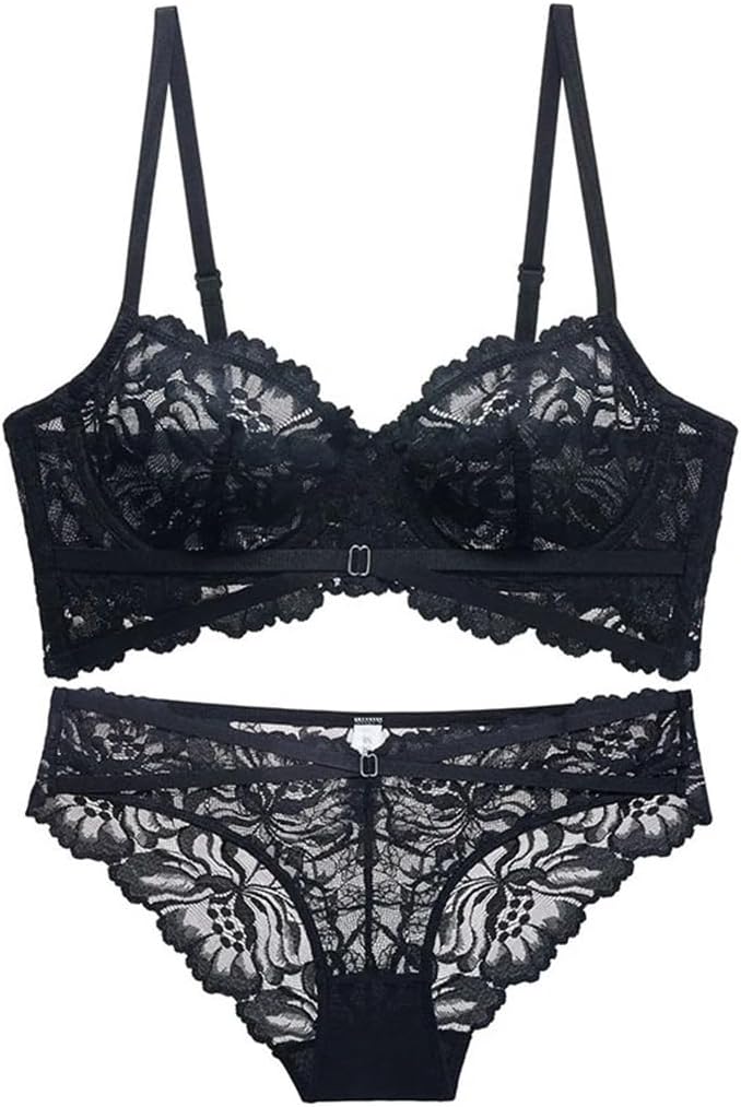 Exy Seamless Bra and Panty Set Metal Button Underwear Solid Prone Inside Clothes Ladies Lined