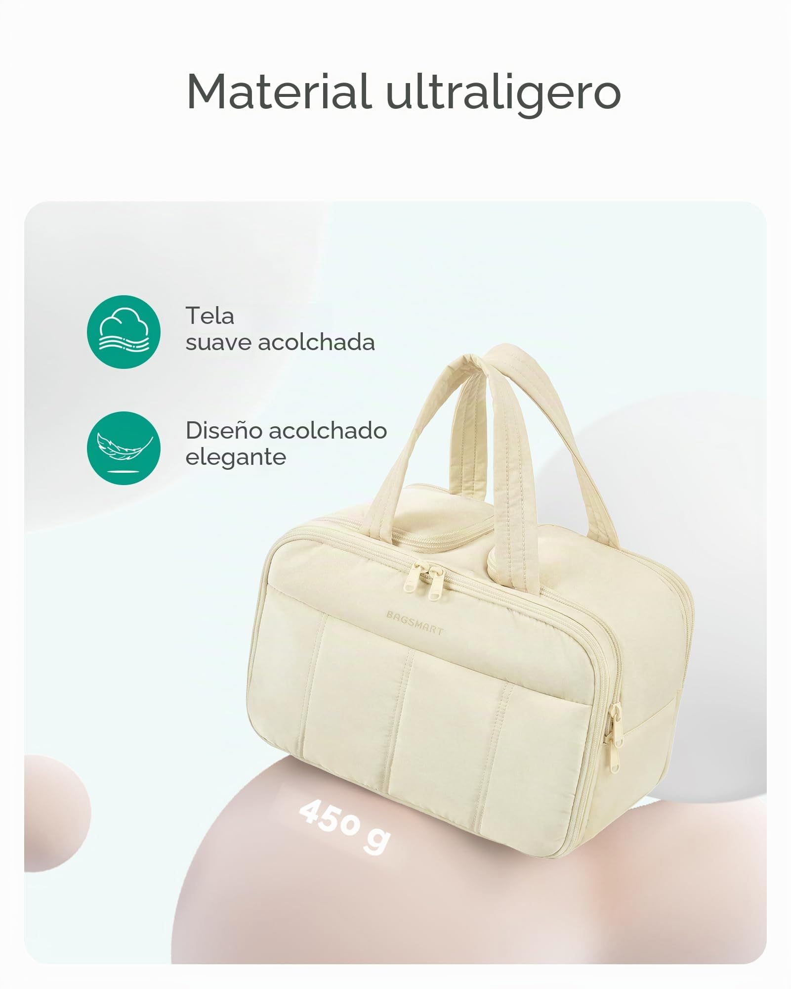 BAGSMART - Neceser de viaje, gran neceser acolchado para mujeres, Negro