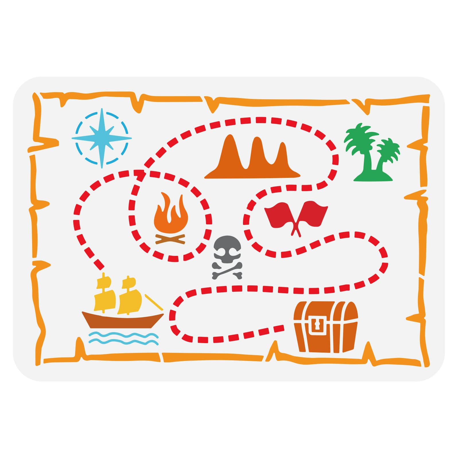 BENECREAT Treasure Map Stencils, Reusable Treasure Spot Drawing Templates for Painting on Wood Large Stencils for Painting Furniture DIY Home Decor, 11.7x8.3 Inch