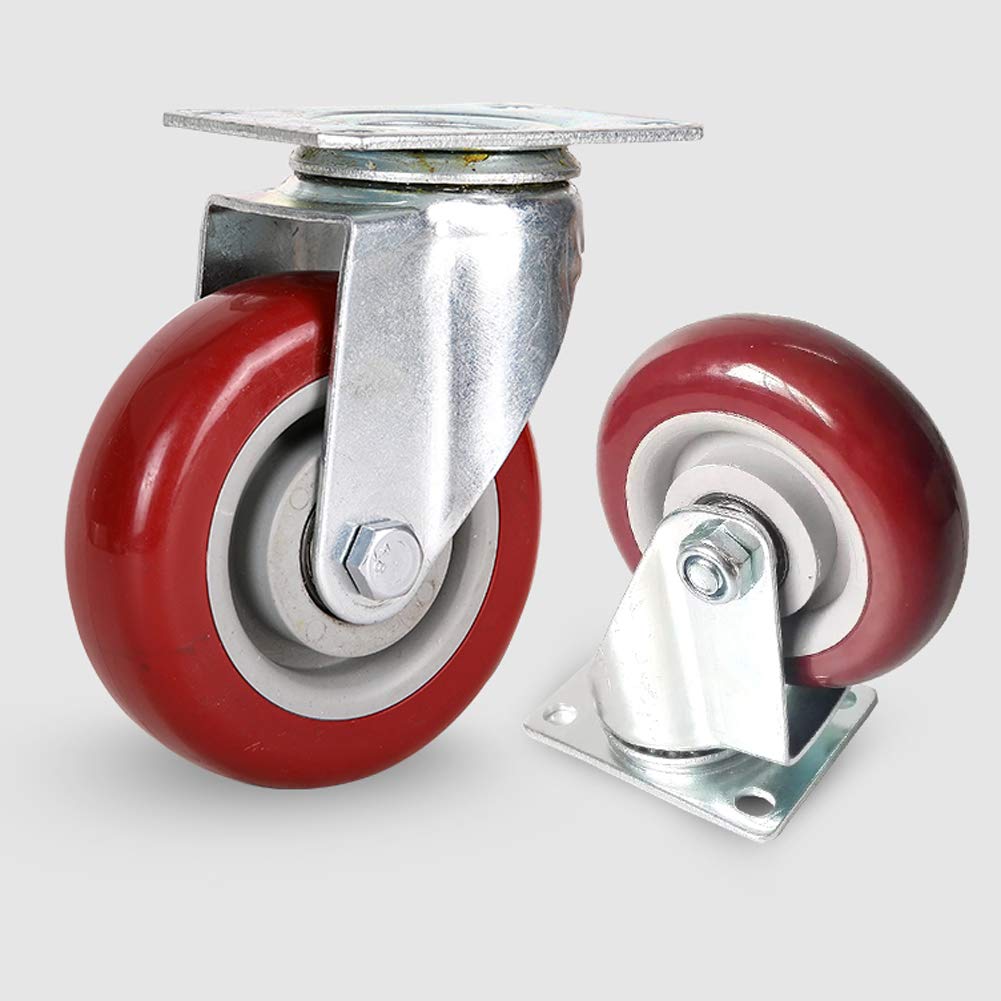 Ruote girevoli resistenti da 65 mm, capacità di 360 kg, ruote per trasporto industriale, con freno, in nylon poliuretanico silenzioso, ideali per mobili di fabbrica, carrelli, tavoli