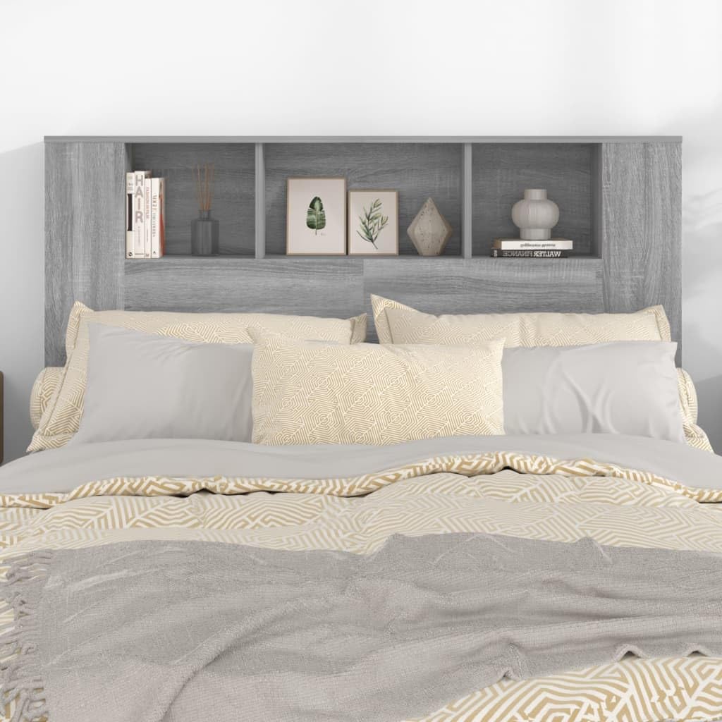 Tino Tech Cabecero Cama Madera 140x18,5x104,5 cm Madera Contrachapada Gris Sonoma Cabecero con Almacenaje Cabecero Mueble Cabeceros De Madera Armario Cabeceros Bonitoss para Dormitorio