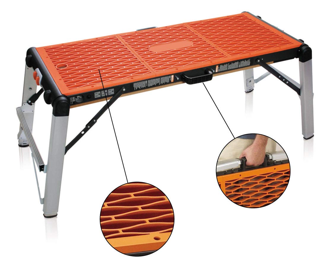 Smarty Tavolo da Lavoro Pieghevole Professionale Multifunzione per Fai Da Te | Banco da Lavoro e Trabattello Richiudibile Portatile in Alluminio, Acciaio e MDF | Portata fino a 240 Kg