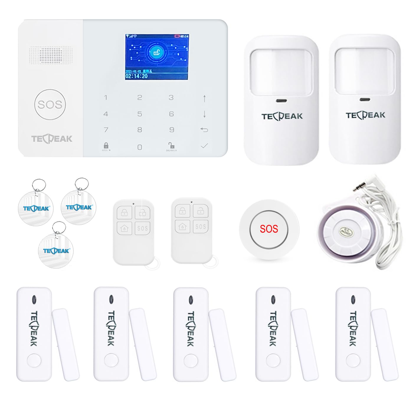 Sistema di Allarme Domestico Senza Fili, TecPeak Kit di Allarme WiFi/GSM con Sicurezza Sirena Fornisce un Modo Altamente Efficace per Proteggere il tuo Casa e Ufficio (A4)