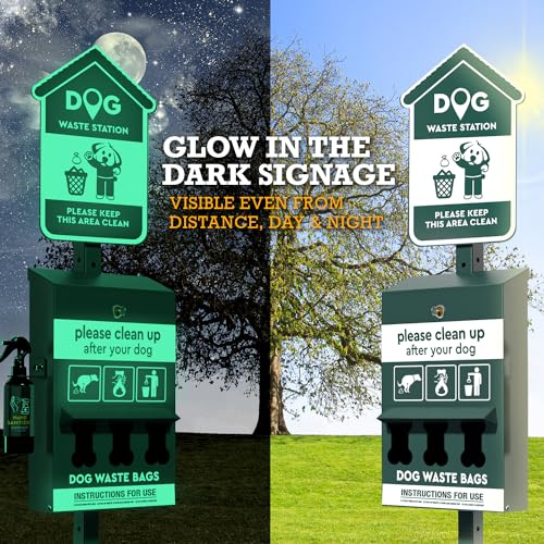 Image of ALAGPRO Dog Waste Station Outdoor Pet Waste Station with Hand Sanitizer Bottle, Commercial Dog Poop Station with Free 600 Roll Waste Bags & 50 Can Liners for Backyard, Park & HOA's