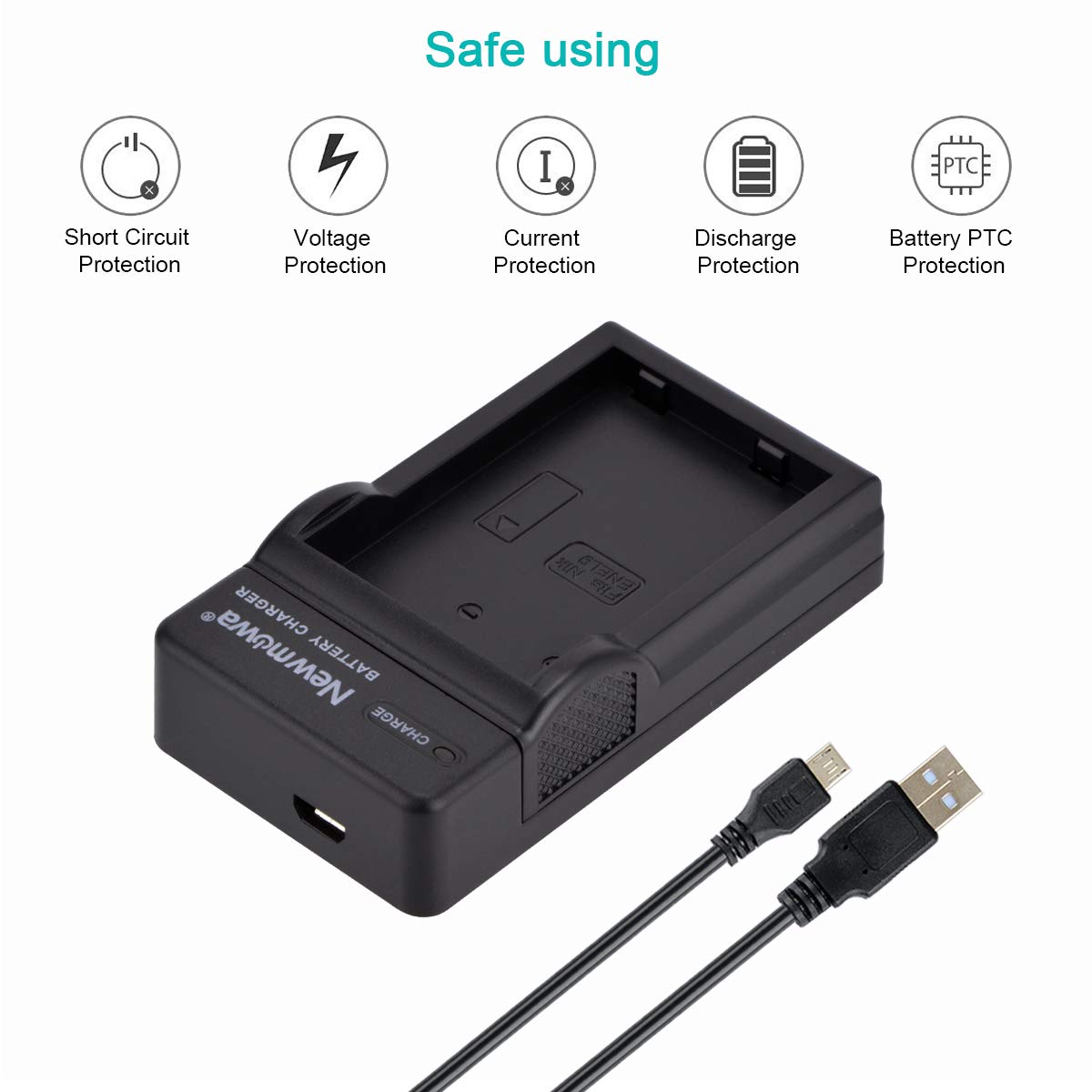 Newmowa EN-EL9 EN-EL9a Bateria (2szt) i Przenośna Ładowarka USB do Nikon | kompatybilny z Nikon EN-EL9 EN-EL9a i Nikon D40, D40X, D60, D3000, D5000