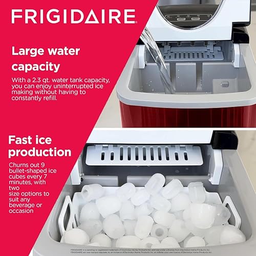 Miniatura 9 de FRIGIDAIRE RIC117-SSRED Máquina de hielo de acero inoxidable Mediano, Rojo S/S