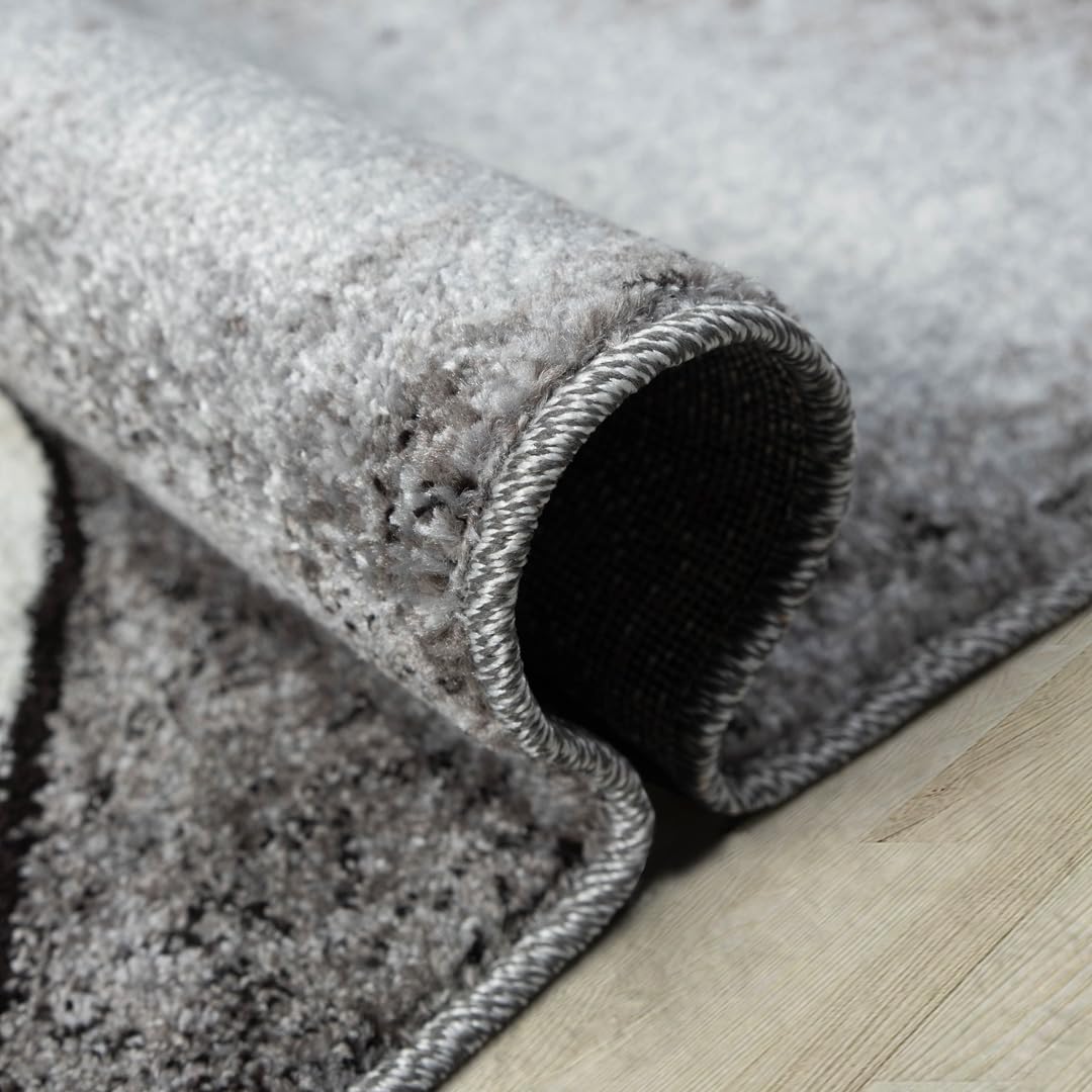 oKu-Tex Bettumrandung Set 3-teilig [67x340 cm | 2 mal 67x140 cm] Roter Bettvorleger, meliert - weicher Kurzflor pflegeleicht - Teppich Schlafzimmer - Modernes geometrisches Design - Deutsche Marke