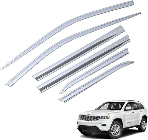 FEXON Visera de ventilación de ventana lateral compatible con Jeep Grand Cherokee 2015 2016 2017 2018 2019 2020 2021 6 piezas cromada
