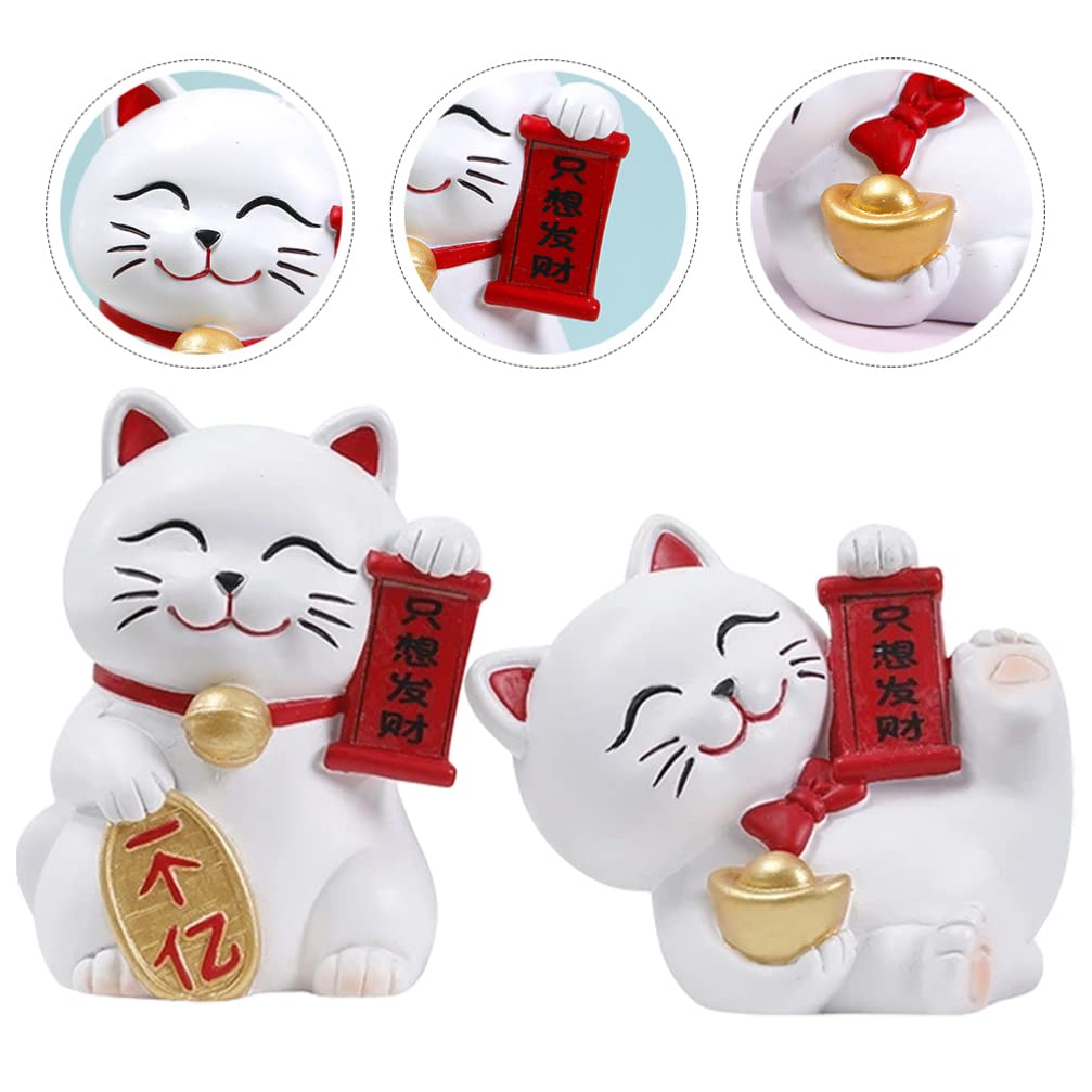 Maneki Neko miniatures en résine - Chats porte-bonheur