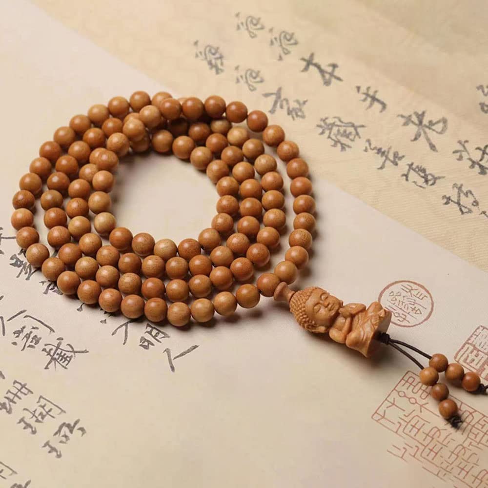 Braccialetto rosario, Bracciale multi-cerchio con perline in teak da 6 mm