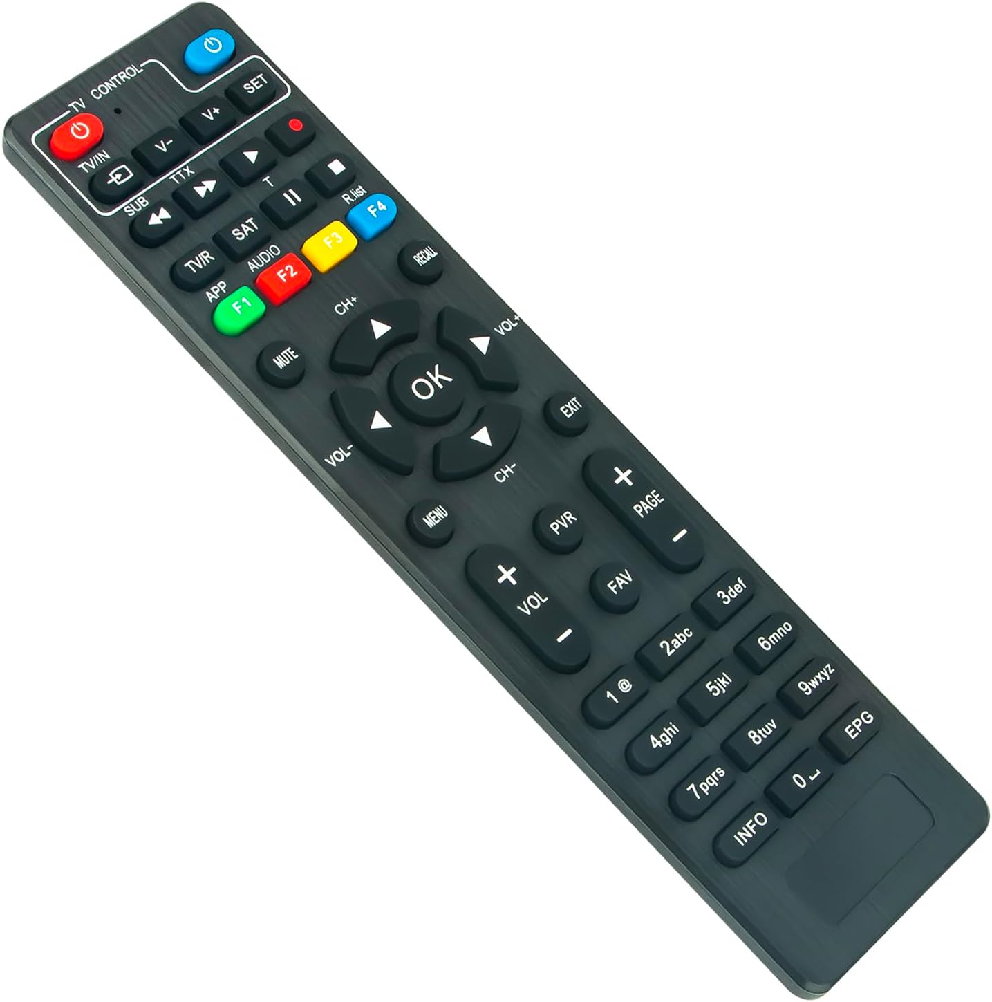 Angled view of the VINABTY Remote Control, highlighting its ergonomic shape