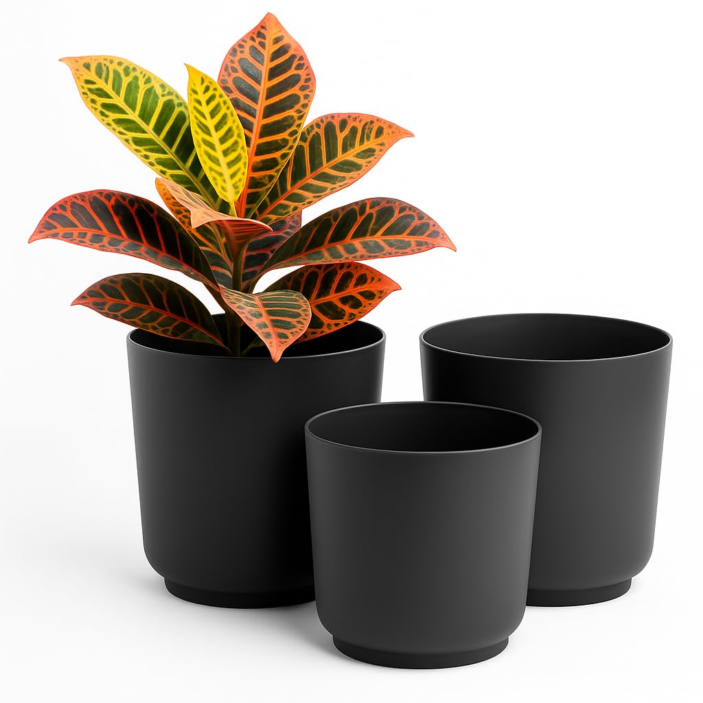 Home Garden Ornaments Anthracite Luna Plant Pots Indoor – Indoor Plant Pot Set Of 3 With Matte Surface, Flower Pots No Drainage Holes (Sizes: 13Cm, 15Cm, 17Cm, Colour: )