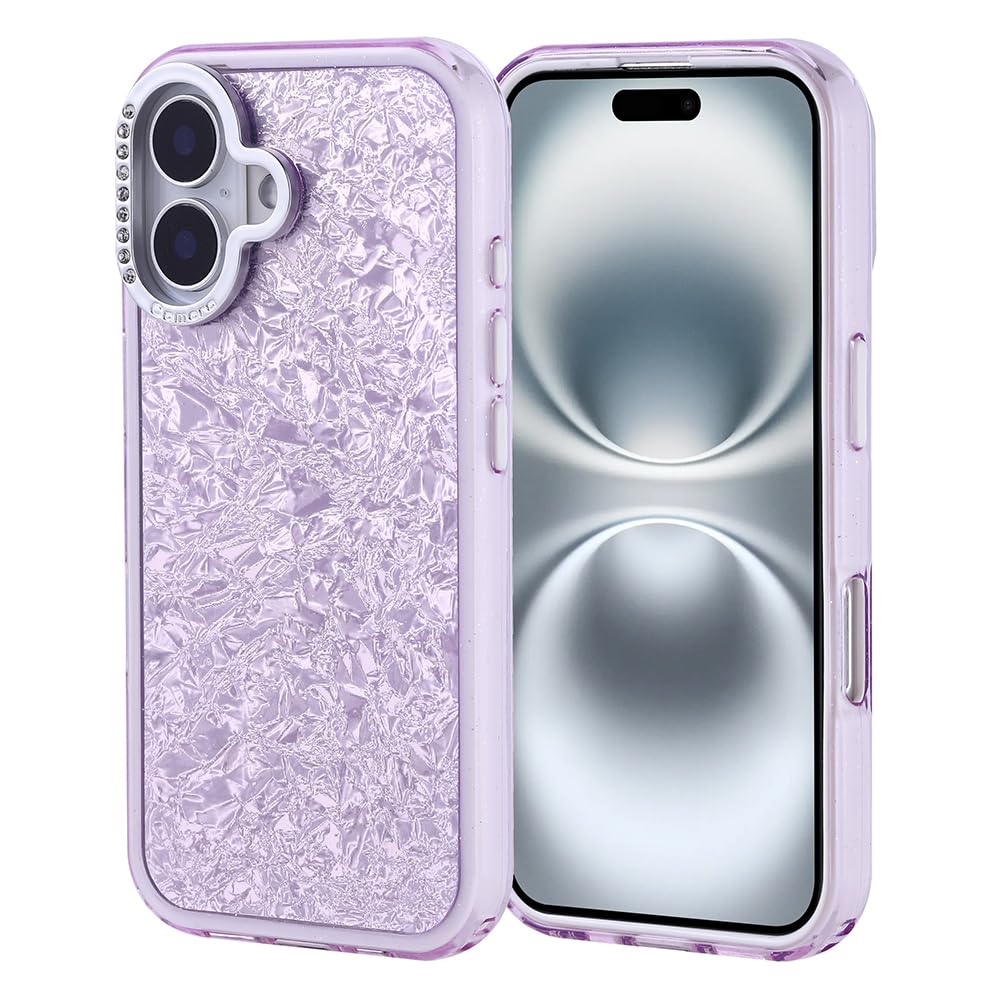 Zore Apple için uyumlu iPhone 16 Kılıf Taşlı Tasarımlı Zore Kapi Kapak Lila