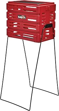 Tourna Ballport Tennis Ball Hopper Holds 80 Balls Durable and Lightweight Red