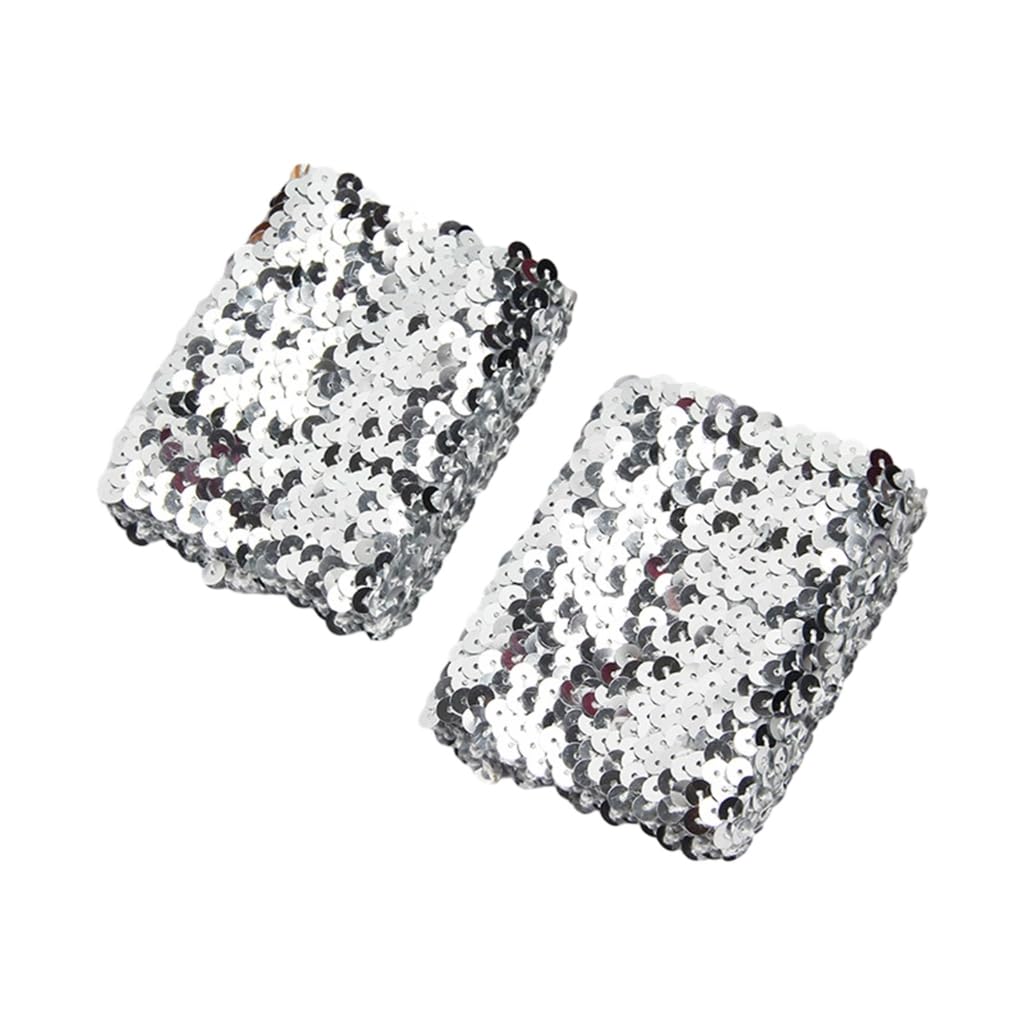 Rxgiasup Men's Silver Elegant Sequin Wrist Cuff Costume Armlet Ballroom Dancing Wear Party Armlet For Belly Dance Armband
