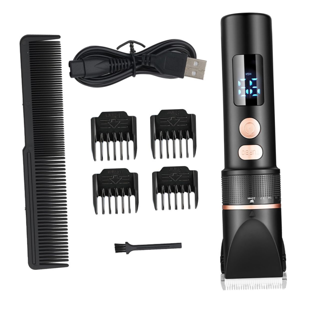 Mipcase Tagliacapelli Elettrico Display Lcd Regolabile 3 Velocità in Acciaio Inox per Uso Domestico e Viaggi, Kit Professionale per Barbe e Chioma senza Irritazioni, Set Ergonomico