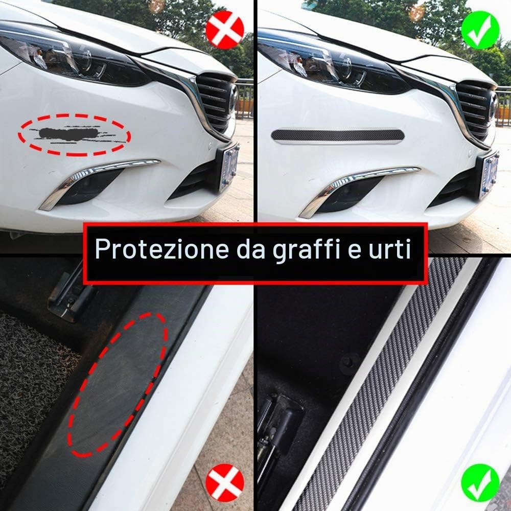 Adesivo da soglia per porta auto, in fibra di carbonio, scuff antigraffio e resistente (2,5 m x 5 cm)