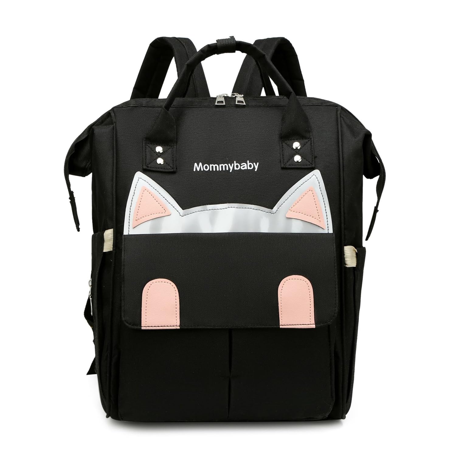 Borsa per pannolini zaino multifunzionale borse per bambini di grande capacità per mamme papà, Gatto nero., Large, Zaini Daypack