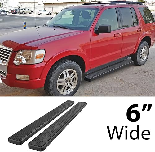 Miniatura 2 de HD Ridez Estribo lateral de 6 pulgadas, acero inoxidable, color negro, compatible con Ford Explorer 2006-2010 de 4 puertas (excluye modelos con CA