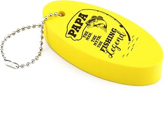 Papa Fisherman Foam Floating Keychain Boat Keys, Dad Fishing Floater Key Chain ,Funny Fishing Gift For Fisherman Father Papa Men Snorkeling, Yellow, S