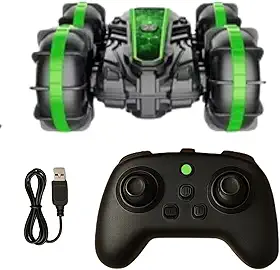 Carrinho Controle Remoto Anfíbio 4x4 Stunt Car À Prova d’Água – Roda na Água e Terra, Controle por Gestos + Convencional, Giros 360°, Presente Incrível para Crianças
