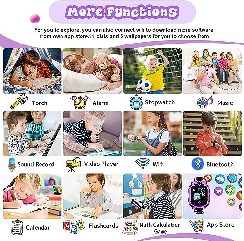 OKYUK Reloj Inteligente GPS 4G para Niños 4-12 años con Llamadas Bidireccionales, SOS, WiFi, Pantalla Táctil Impermeable