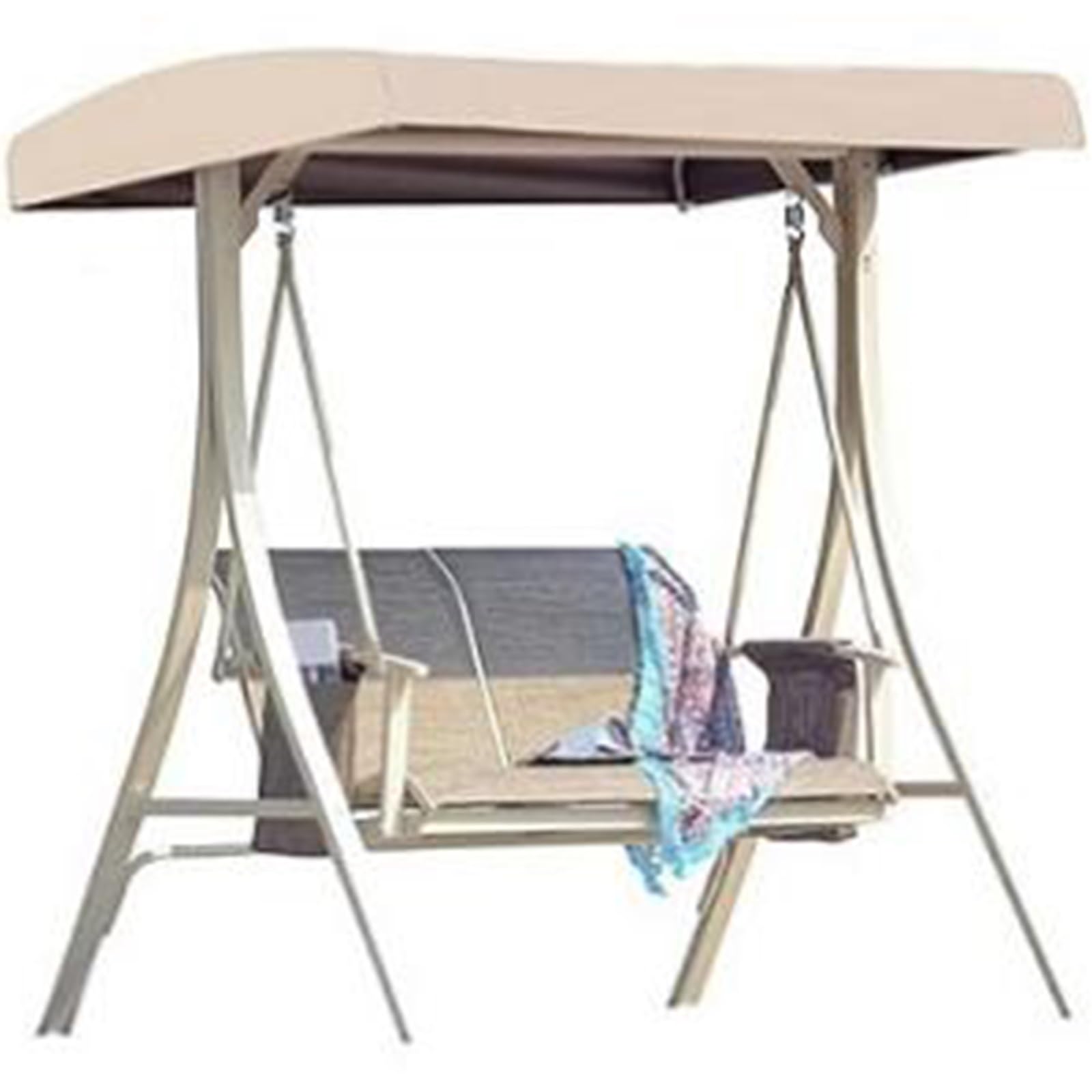 Tettuccio per Dondolo, Universale Copertura per Tetto per Altalena Hollywood, a 2-3 Posti, Tetto di Ricambio Anti-UV e Impermeabile(Beige,190T:191 * 120 * 18/23cm)