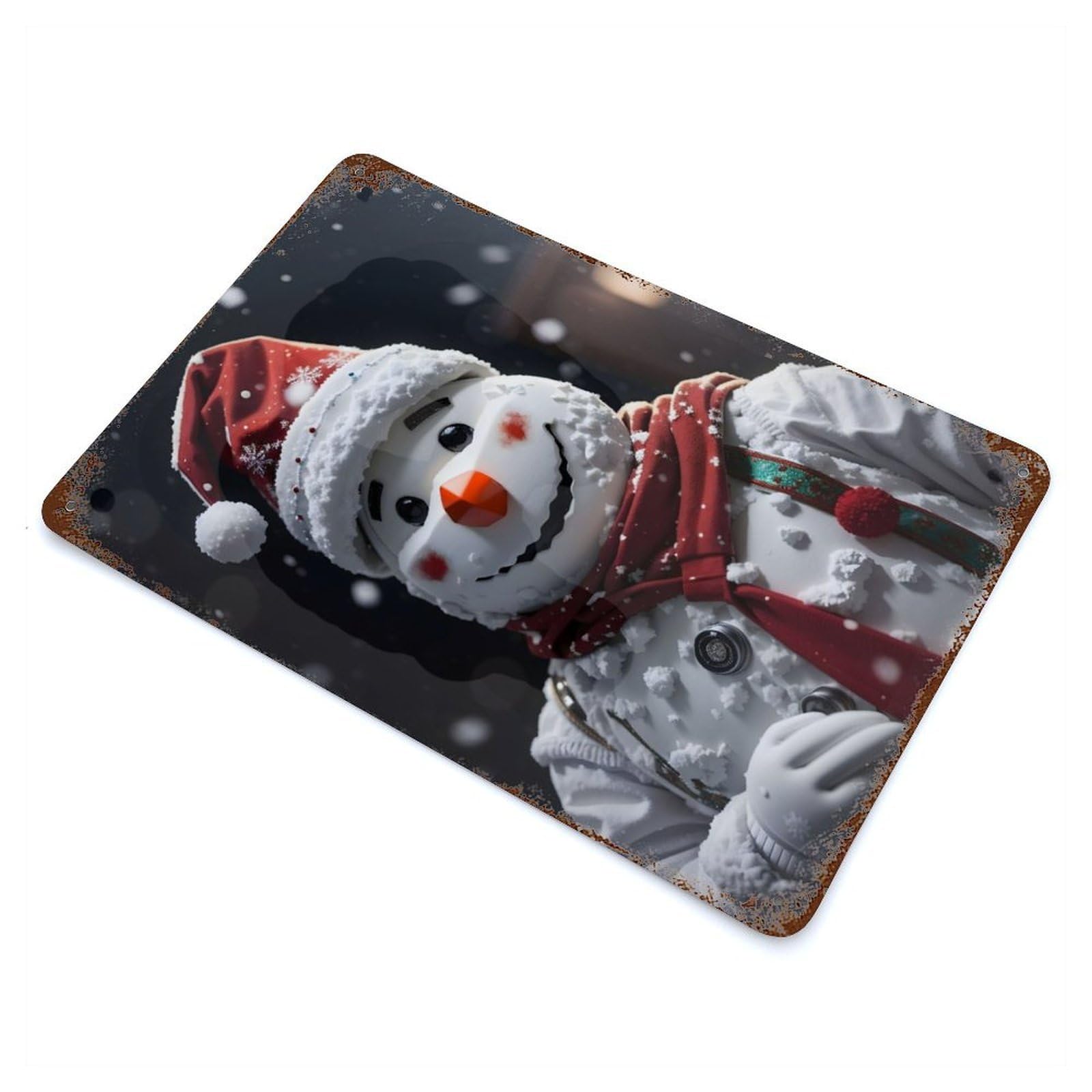 Garage Style Snowman Funny Distressed Metal Wall Sign 11.8"x7.9", Novelty Wall Decor for Bar And Workshop