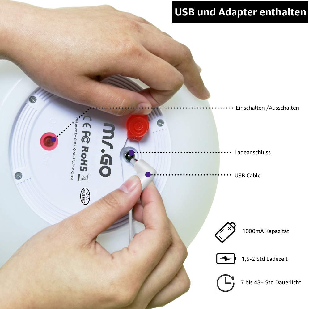 Mr.Go 11" Farbwechsel Lampe LED Nachtlicht Nachttischlampe mit Fernbedienung, 16 RGB Farben, 8 Dimmbare Helligkeit, Wiederaufladbar Stimmungslicht für Schlafzimmer Heim