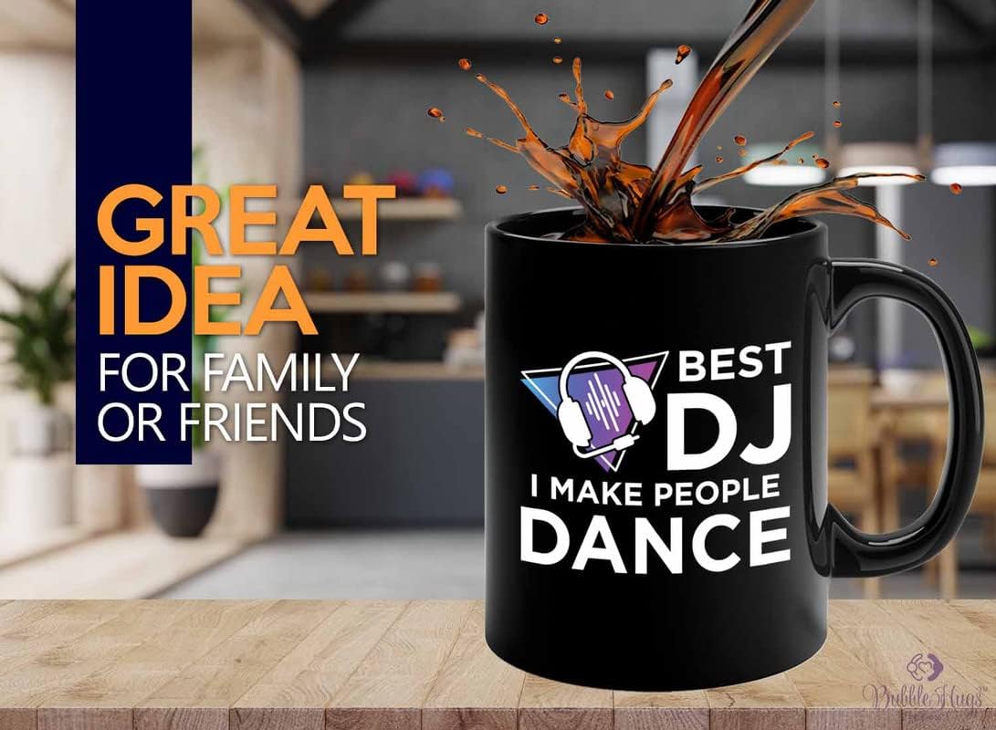 DJ Coffee Mug 11oz Black - DJ make people dance - Audio Engineer Gifts Sound Guy Gifts Sound Engineer Gift Radio Mixer Stereo Music Studio
