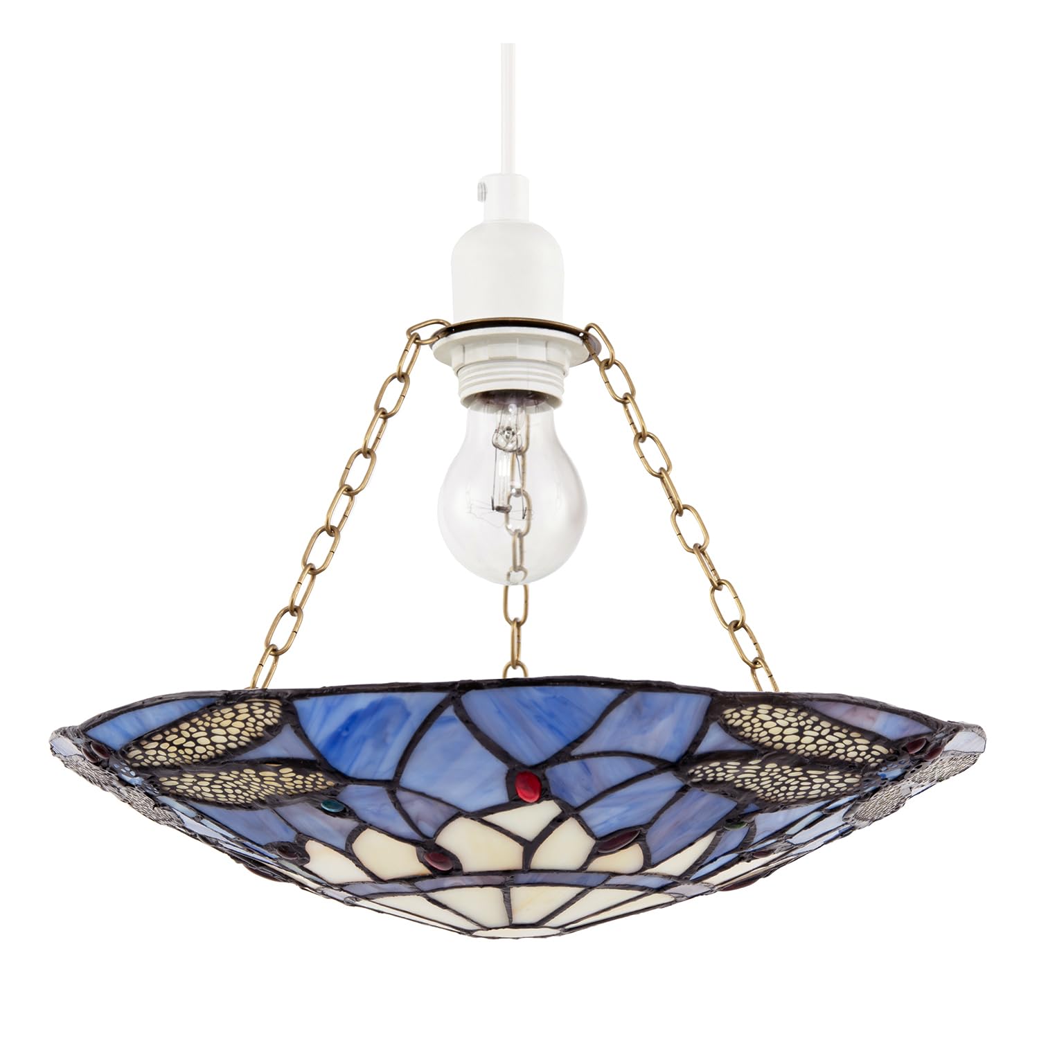 Happy Homewares Lavender/Light/Purple Dragonfly Tiffany Glass Easy Fit Pendant Shade