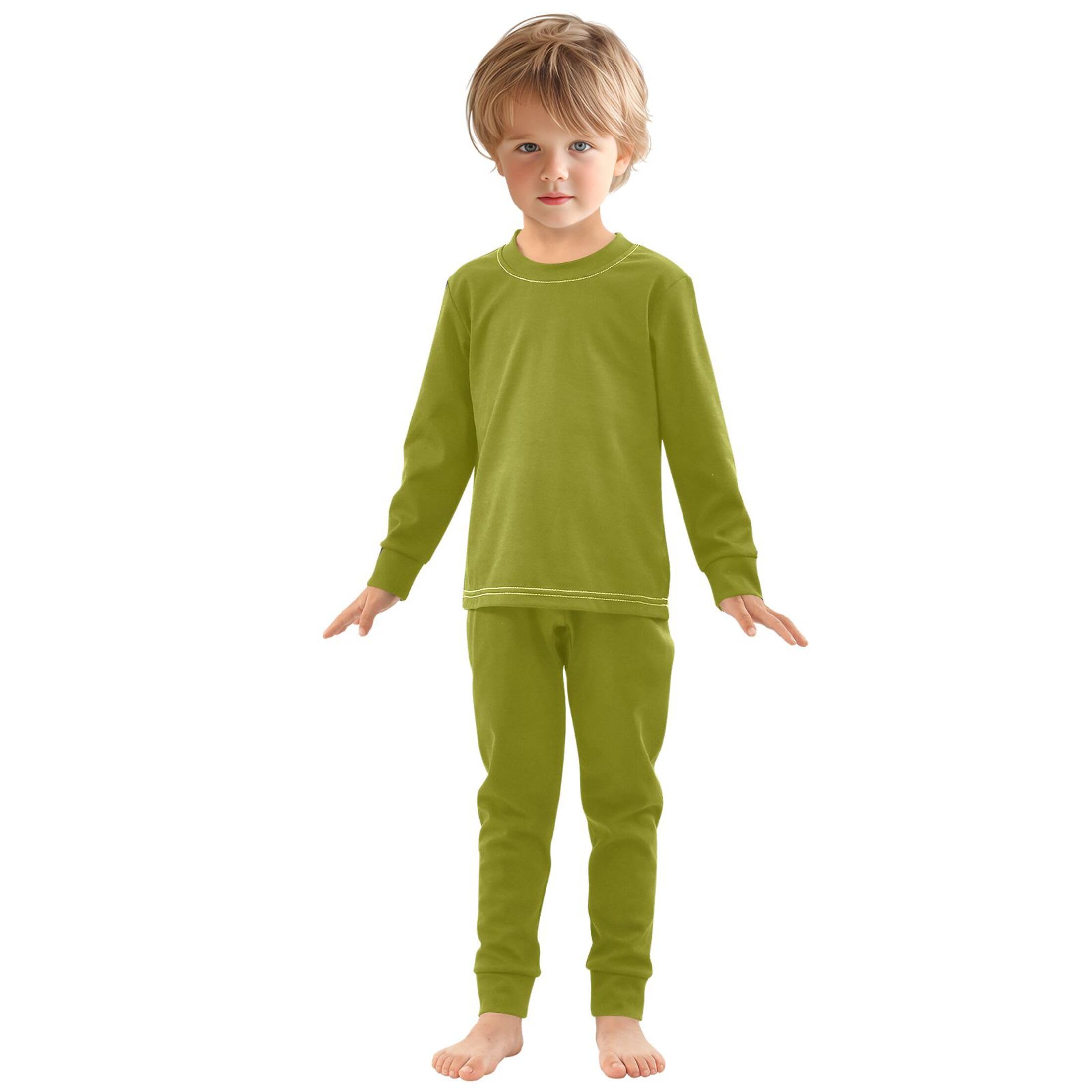 Olive Long Sleeve Pajamas Set Sleepwear Jammies 2pcs Set Pjs Olive