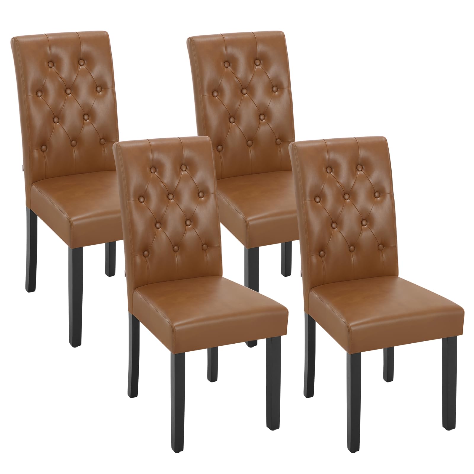 WOLTU Esszimmerstühle 2er Set, Küchenstuhl mit hoher Rückenlehne, Polsterstuhl, Wohnzimmerstuhl, gepolsterter Stuhl, aus Kunstleder-Bezug Holzbeinen, für Esszimmer & Küche, #3037