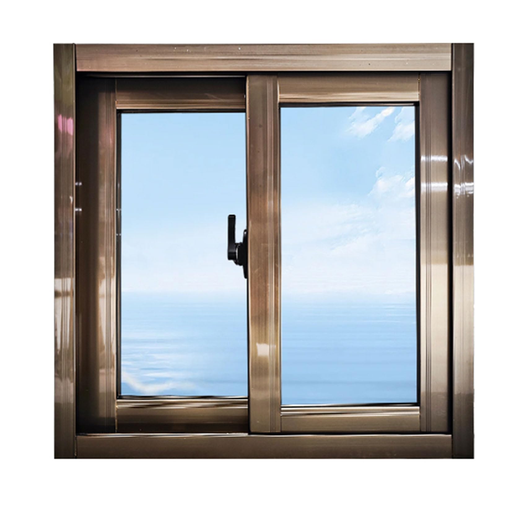 Ventana corrediza 100x30 cm champán con marco de repuesto push-pull
