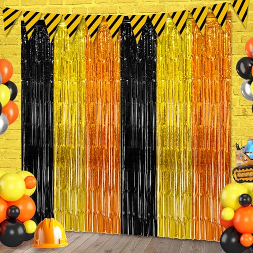 Consejos para Comprar Franjas Naranjas para comprar hoy. 47 Cortinas con flecos de aluminio de construcción, suministros de decoración de fiesta de cumpleaños, paquete de 2 unidades de 3.28 x 6.56 pies, amarillo, naranja, negro,...